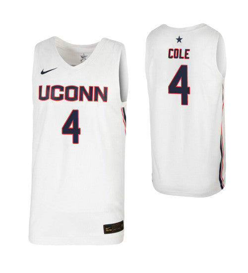 UConn Huskies 4 Rj Cole White College Basketball Jersey retro stitched fan jersey RTJ7504 image 1