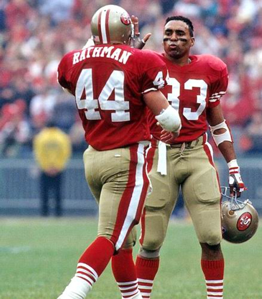 TORA SF 49ers 1988 Throwback Home Football Jersey, Retro Stitched Jersey
