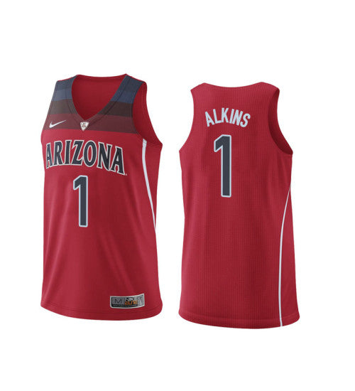 Arizona Wildcats 1 Rawle Alkins College Basketball Jersey Red retro stitched fan jersey RTJ6542 image 1