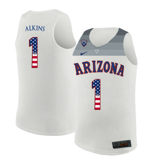 Arizona Wildcats 1 Rawle Alkins College Basketball Jersey White 206 retro stitched fan jersey RTJ12443 image 1