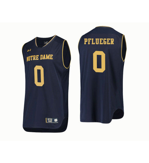 Notre Dame Fighting Irish 0 Rex Pflueger College Basketball Jersey Navy retro stitched fan jersey RTJ8789 image 1