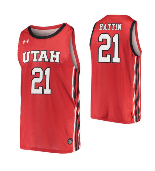 Riley Battin College Basketball Jersey Red Utah Utes retro stitched fan jersey RTJ8225 image 1