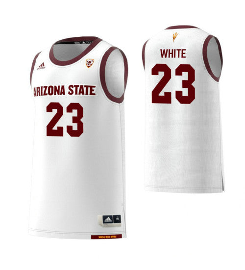 Arizona State Sun Devils 23 Romello White College Basketball Jersey White 6082 retro stitched fan jersey RTJ6567 image