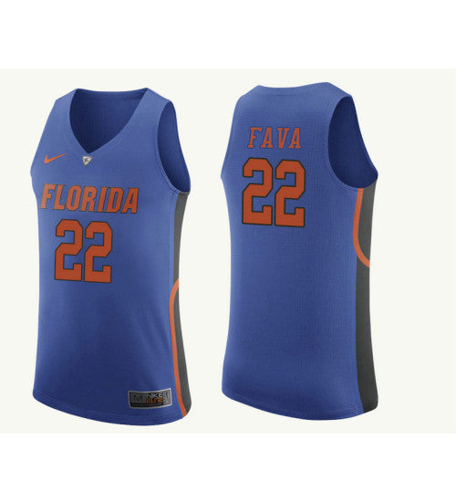 Florida Gators 22 Andrew Fava College Basketball Jersey Royal retro stitched fan jersey RTJ11368 image 1