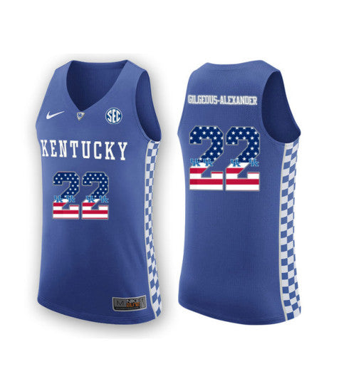 Kentucky Wildcats 22 Shai Gilgeous Alexander College Basketball Jersey Royal retro stitched fan jersey RTJ4521 image 1