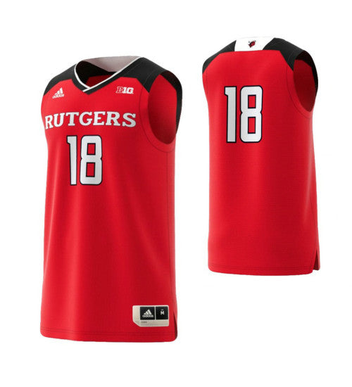 Rutgers Scarlet Knights 18 Basketball Adidas College Basketball Jersey Scarlet retro stitched fan jersey RTJ8214 image