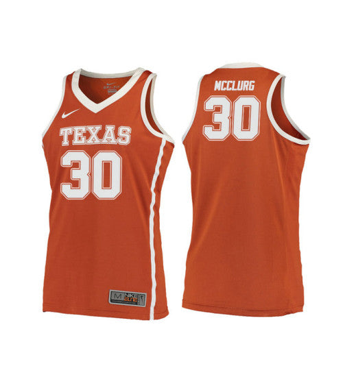 Texas Longhorns 30 Ryan Mcclurg College Basketball Jersey Orange retro stitched fan jersey RTJ7752 image 1