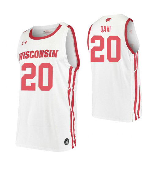 Wisconsin Badgers 20 Samad Qawi White College Basketball Jersey retro stitched fan jersey RTJ1051 image 1