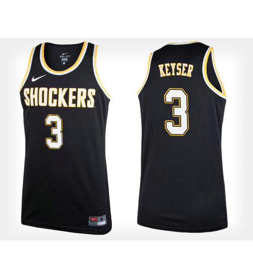 Wichita State Shockers 3 Cj Keyser Black Alternate College Basketball Jersey retro stitched fan jersey RTJ6840 image 1