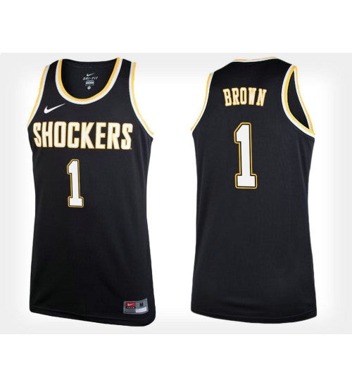 Wichita State Shockers 1 Zach Brown Black Alternate College Basketball Jersey retro stitched fan jersey RTJ6861 image 1