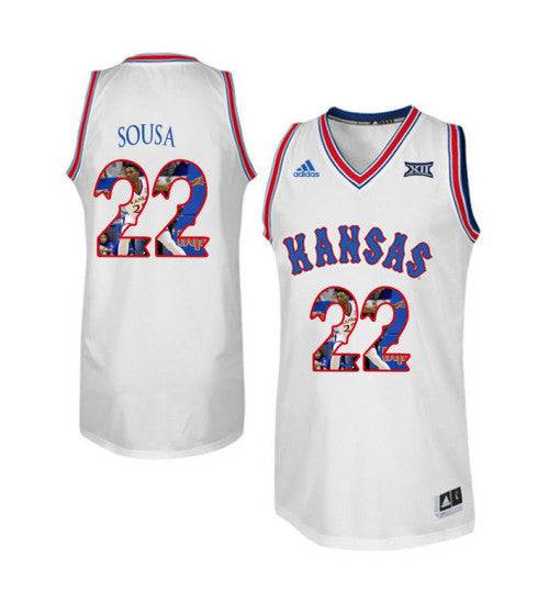 Kansas Jayhawks 22 Silvio De Sousa College Basketball Jersey White 7906 retro stitched fan jersey RTJ4743 image 1