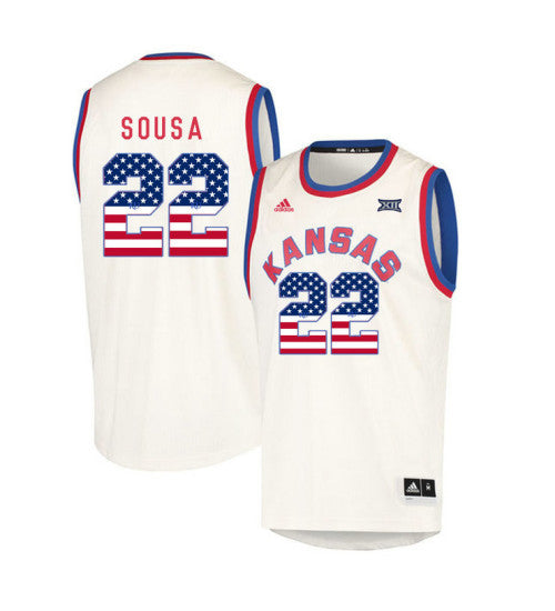 Kansas Jayhawks 22 Silvio De Sousa College Basketball Jersey Cream 2034 retro stitched fan jersey RTJ10615 image 1