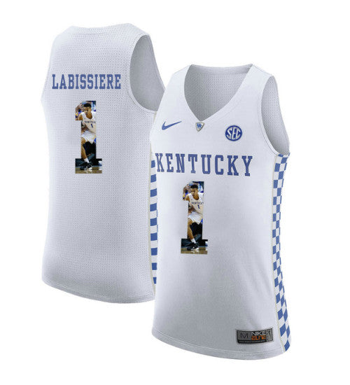 Kentucky Wildcats 1 Skal Labissiere College Basketball Jersey White retro stitched fan jersey RTJ10417 image 1
