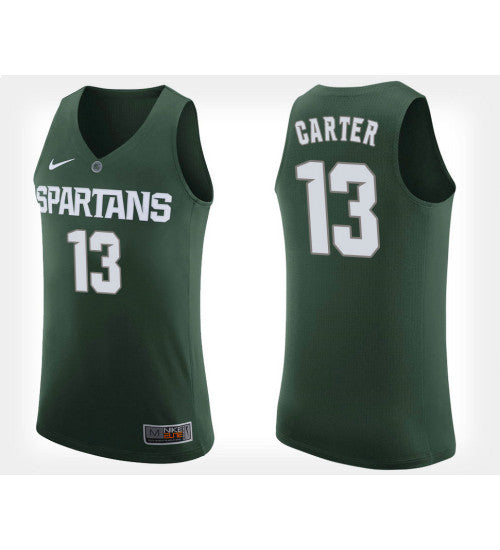 Michigan State Spartans 13 Ben Carter Green Home College Basketball Jersey retro stitched fan jersey RTJ9756 image 1