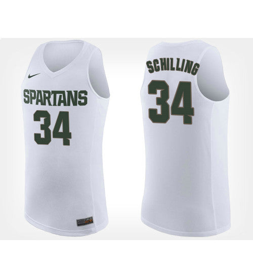 Michigan State Spartans 34 Gavin Schilling White Road College Basketball Jersey retro stitched fan jersey RTJ3848
