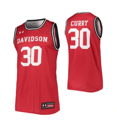 Davidson Wildcats 30 Stephen Curry Red College Basketball Jersey retro stitched fan jersey RTJ5861 image 1