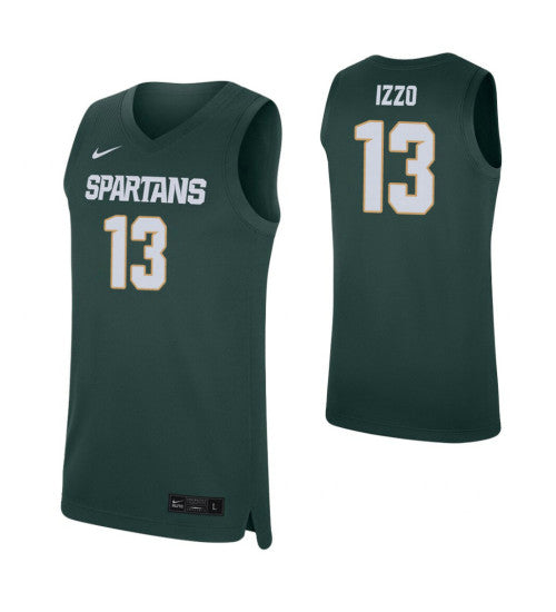 Michigan State Spartans 13 Steven Izzo Green College Basketball Jersey retro stitched fan jersey RTJ3929 image 1