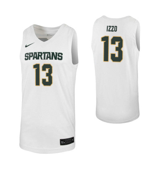 Michigan State Spartans 13 Steven Izzo White College Basketball Jersey retro stitched fan jersey RTJ3928 image 1