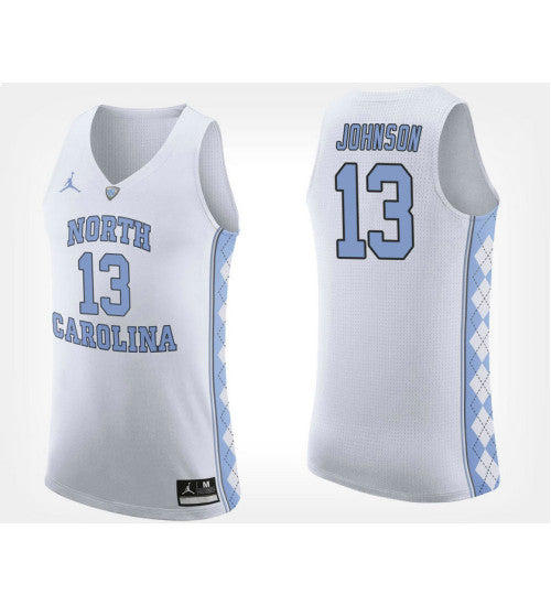 North Carolina Tar Heels 13 Cameron Johnson White Road College Basketball Jersey retro stitched fan jersey RTJ9029