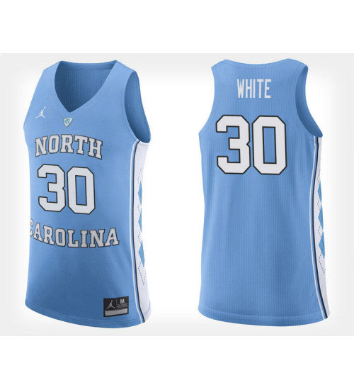 North Carolina Tar Heels 30 Stilman White Light Blue Home College Basketball Jersey retro stitched fan jersey RTJ3134