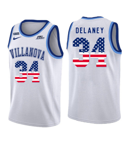 Villanova Wildcats 34 Tim Delaney College Basketball Jersey White 5453 retro stitched fan jersey RTJ7196 image 1