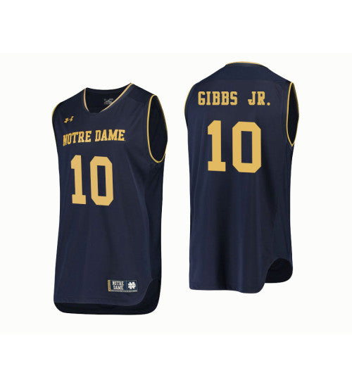 Notre Dame Fighting Irish 10 Tj Gibbs Jr College Basketball Jersey Navy retro stitched fan jersey RTJ2975 image 1