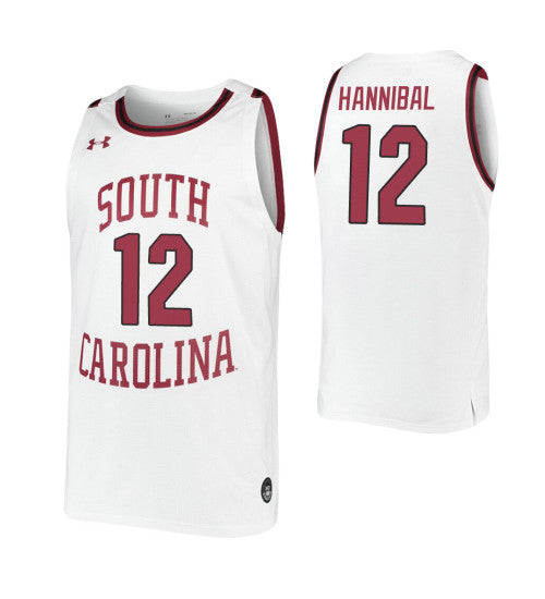 South Carolina Gamecocks 12 Trae Hannibal White College Basketball Jersey retro stitched fan jersey RTJ2344 image 1