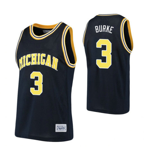Michigan Wolverines 3 Trey Burke Navy College Basketball Jersey retro stitched fan jersey RTJ3619 image 1