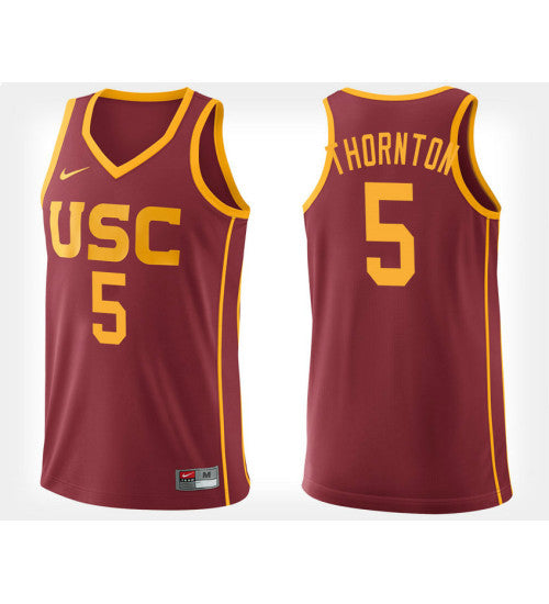 USC Trojans 5 Derryck Thornton Cardinal Home College Basketball Jersey retro stitched fan jersey RTJ7380 image 1
