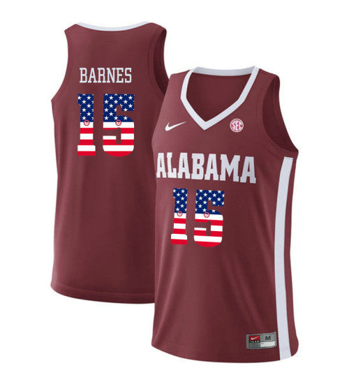 Alabama Crimson Tide 15 Tyler Barnes College Basketball Jersey Red 20 retro stitched fan jersey RTJ12629 image 1