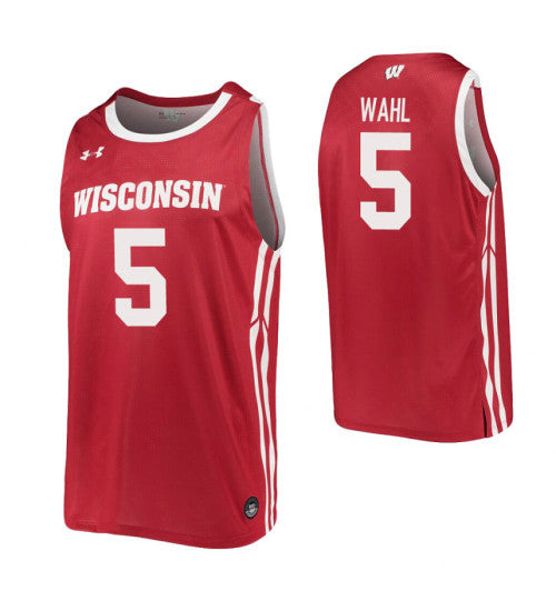 Wisconsin Badgers 5 Tyler Wahl Red College Basketball Jersey retro stitched fan jersey RTJ1021 image 1