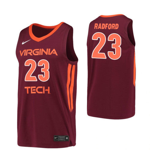 Virginia Tech Hokies 23 Tyrece Radford Maroon College Basketball Jersey retro stitched fan jersey RTJ1314 image 1