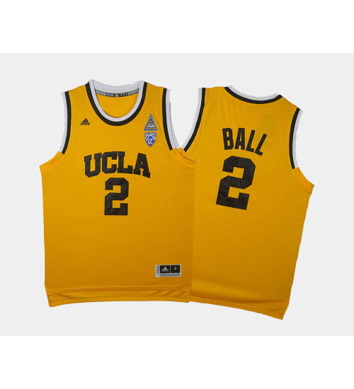 UCLA Bruins 2 Lonzo Ball Gold Alternate College Basketball Jersey retro stitched fan jersey RTJ7595 image 1
