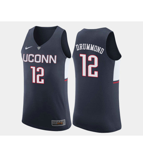 UConn Huskies 12 Andre Drummond Navy Road College Basketball Jersey retro stitched fan jersey RTJ7529 image 1