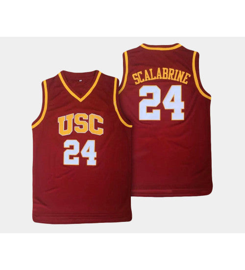 USC Trojans 24 Brian Scalabrine Cardinal Road College Basketball Jersey retro stitched fan jersey RTJ7432 image 1