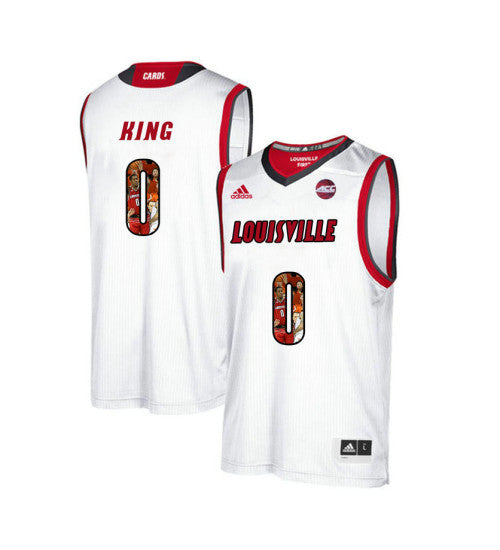 Louisville Cardinals 0 Vj King College Basketball Jersey White retro stitched fan jersey RTJ10277 image 1