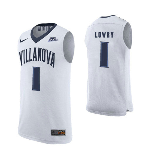 Villanova Wildcats 1 Kyle Lowry White College Basketball Jersey retro stitched fan jersey RTJ1497 image 1