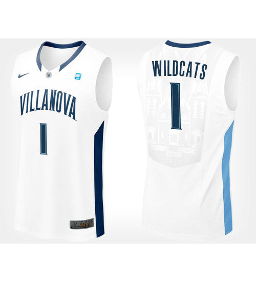 Villanova Wildcats 1 White College Basketball Jersey retro stitched fan jersey RTJ1496 image 1