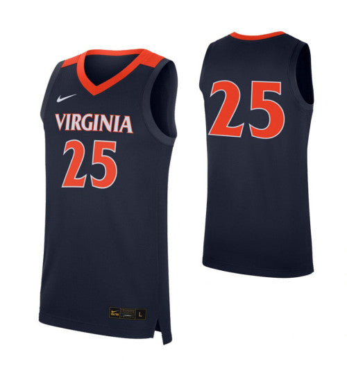 Virginia Cavaliers 25 College Basketball Jersey Navy retro stitched fan jersey RTJ1361 image 1