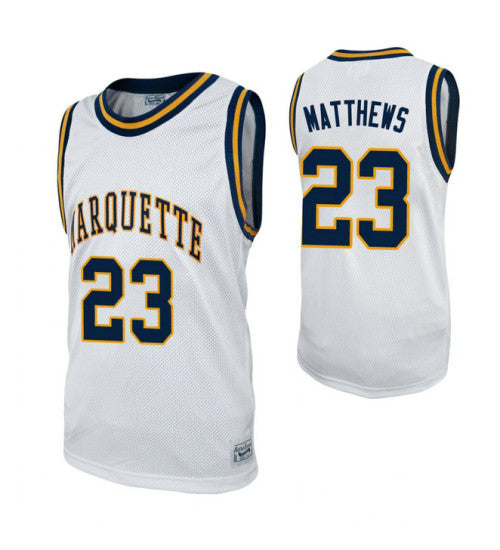 Marquette Golden Eagles 23 Wesley Matthews White College Basketball Jersey retro stitched fan jersey RTJ4157 image 1