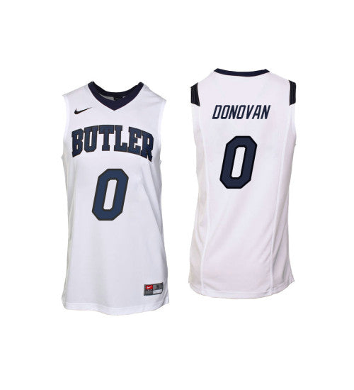 Butler Bulldogs 0 Campbell Donovan College Basketball Jersey White retro stitched fan jersey RTJ6222 image 1