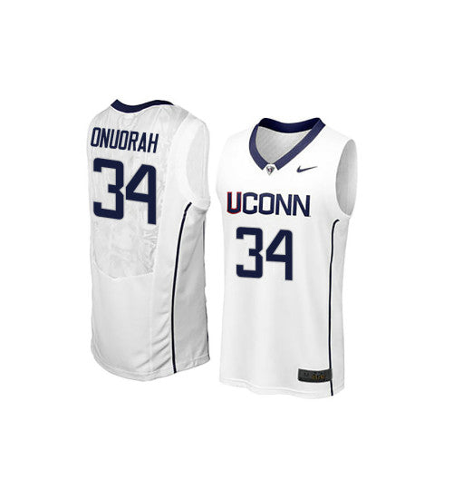 UConn Huskies 34 David Onuorah College Basketball Jersey White retro stitched fan jersey RTJ7508 image 1