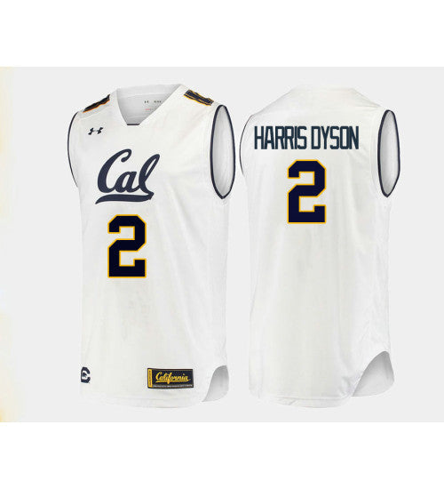 California Golden Bears 2 Juhwan Harris Dyson College Basketball Jersey White retro stitched fan jersey RTJ12011 image