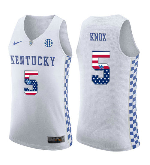 Kentucky Wildcats 5 Kevin Knox College Basketball Jersey White retro stitched fan jersey RTJ10320 image 1