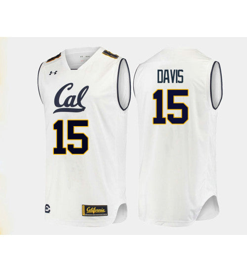 California Golden Bears 15 Roman Davis College Basketball Jersey White retro stitched fan jersey RTJ6116 image 1