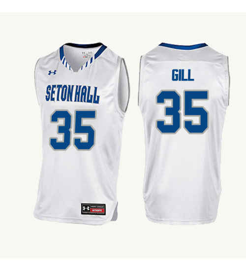 Seton Hall Pirates 35 Romaro Gill College Basketball Jersey White retro stitched fan jersey RTJ2362 image 1