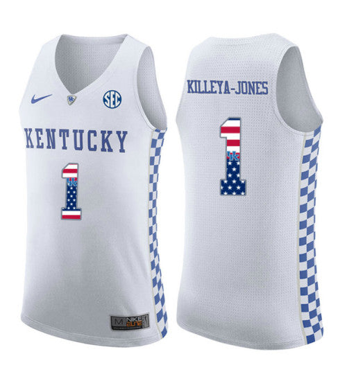 Kentucky Wildcats 1 Sacha Killeya Jones College Basketball Jersey White retro stitched fan jersey RTJ4563 image 1