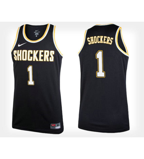 Wichita State Shockers No 1 Black Alternate College Basketball Jersey retro stitched fan jersey RTJ1072 image 1