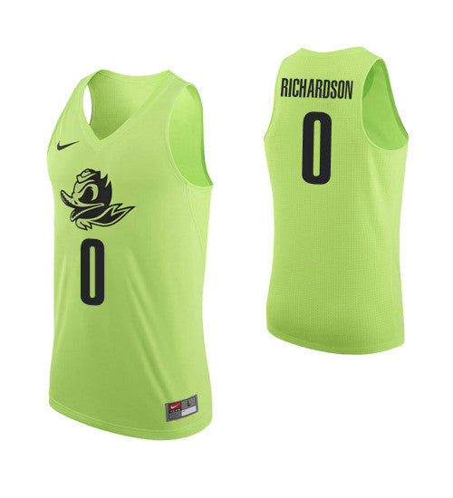 Oregon Ducks 0 Will Richardson College Basketball Jersey Apple Green 9987 retro stitched fan jersey RTJ2662 image 1