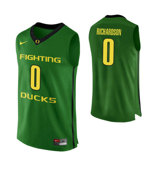 Oregon Ducks 0 Will Richardson College Basketball Jersey Apple Green 9986 retro stitched fan jersey RTJ2663 image 1